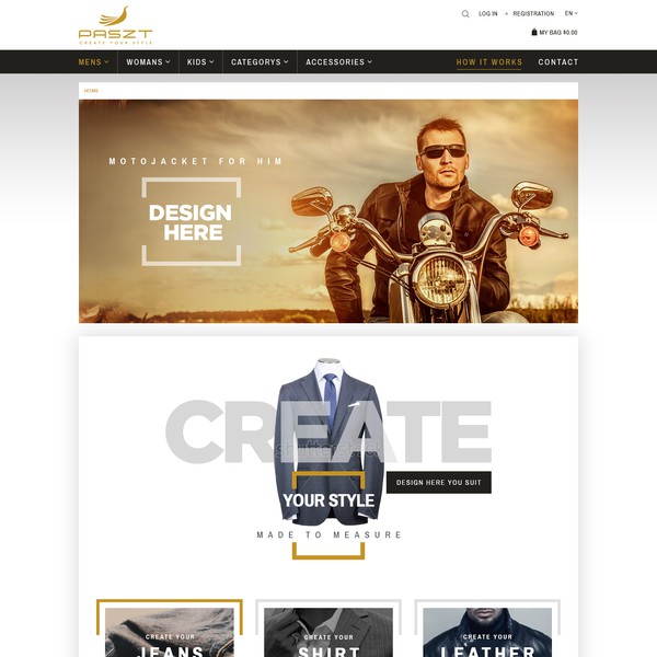webdesign for a creative webshop for exclusive custom made fashion