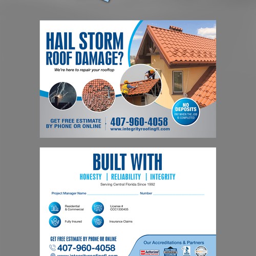 Roofing Company Storm Damage Flyer Design by Create4Design