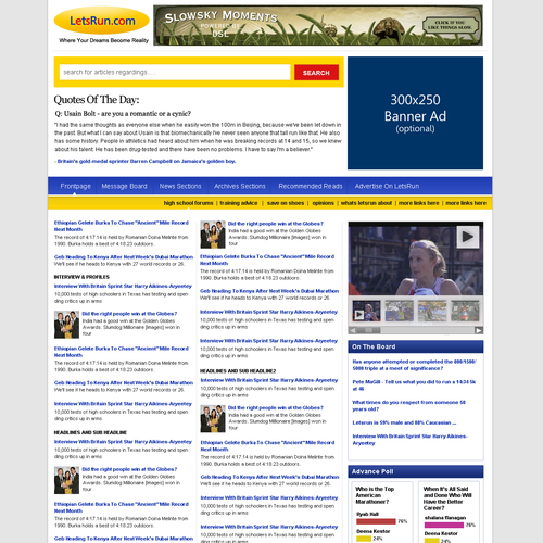 LetsRun.com Homepage Re-Design/Cleanup Diseño de MKELS™