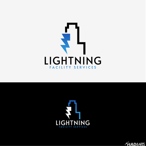 Cool logo using a lightning bolt for commercial maintenance/cleaning company. Design by HadiArts