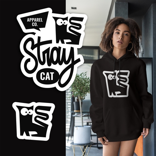 Logo for Stray Cat Apparel Co. - Clothing brand that donates 100% to saving cats! Design by Cuba Staniszewski