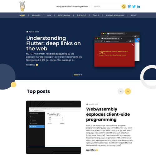 modern redesign for fun technical blog site Design by Technology Wisdom