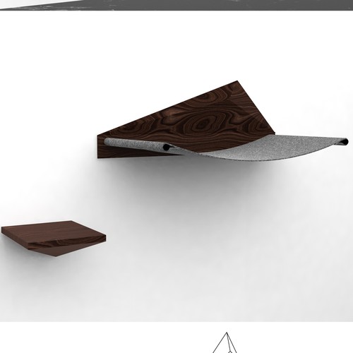 Productdesign for manufacturing a modern and minmal wall-mounted cat shelf and stairs Ontwerp door Iztok, Ivana (IZ+IV)