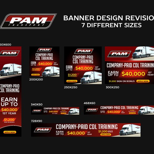 Keep on trucking! Create banner ads for truck driver recruitment. Design by Jhess331 Design