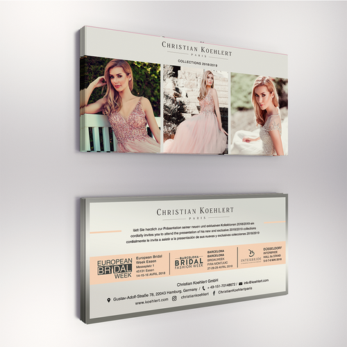 Flyer design for evening dress label needed to invite our customers to Exhibitions Design by Luigi Mazz