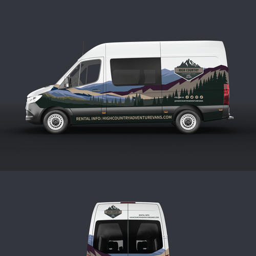 Nature inspired Sprinter Van Wrap design for High Country Adventure Vans Design by Rumon79