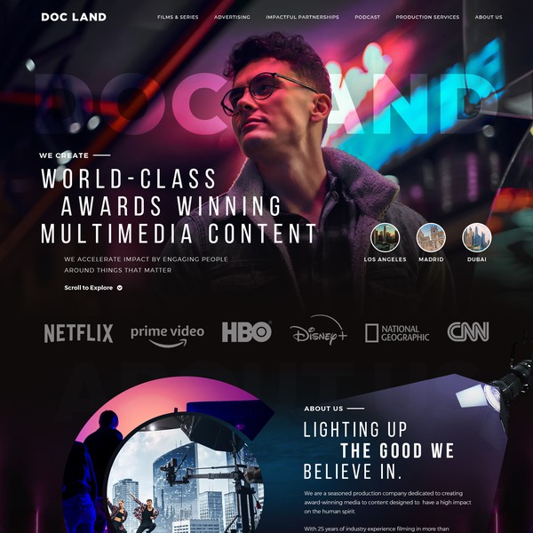 Design realizzato da FixInc intitolato "Doc Land Films Dubai"