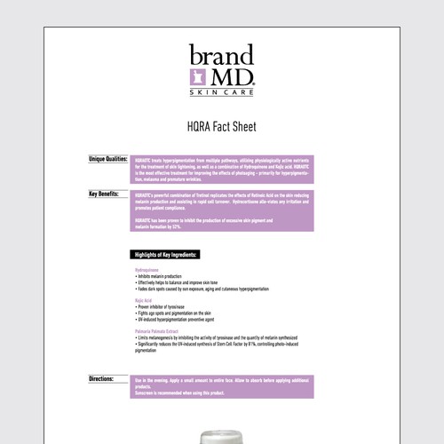 Skin care line seeks creative branding for brochure & fact sheet Diseño de feedback pls