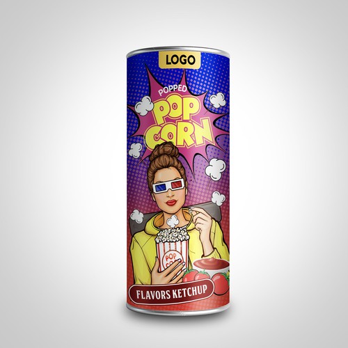 Premium Quality Popped Pop Corn Packaging Design by sougatacreative