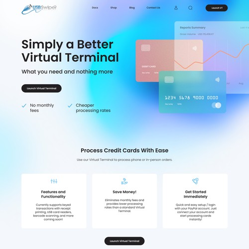 Design a landing page for a credit card processing comparison calculator. Design by Yevhen Medvediev