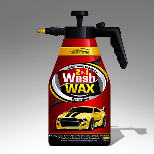 Glosspro "2 in 1 Car Wash and Wax" (Waterless Carwash)  Label Design by Yeni Rostislav