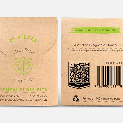 We need a Clean & Minimum design for our first Smart packaging dental floss picks product Design by Lady Goga