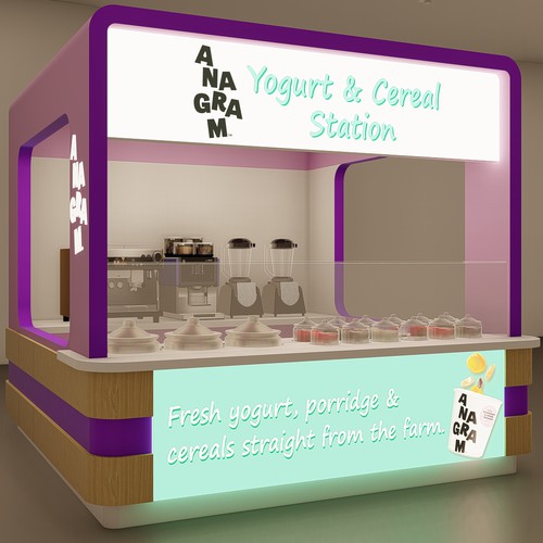 Design a 3D render for food serving kiosk Diseño de Gaeah