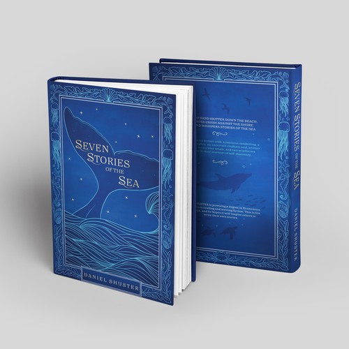 Design a whimsical storybook cover for a collection of fables about sea creatures Design by Katie MJ