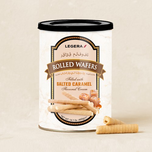 LEGERA Wafer Rolls Pack 125 gm - Salted Caramel Design by Davi Giolo ★