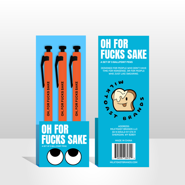 Oh for fucks sake! pen set packaging design 