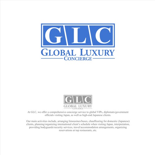 "Luxurious & Trustworthy Logo for Japanese VIP concierge service, GLC / 株式会社ＧＬＣです。世界のＶＩＰのお客様に高級感と信頼感を感じてもらえるデザインをお願いします。" winning Logo & brand identity pack