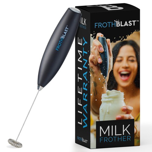 "Design a BOX design for MILK FROTHER  product" Réalisé par interaksi