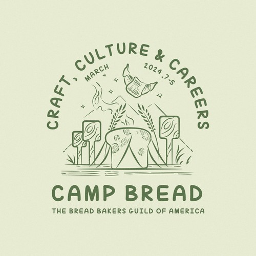 Seeking a playful and evocative logo for Camp Bread--an event for professional bakers Design by GIRA.