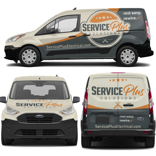 Thoughtful. Thorough. Clean. Service Plus Electrical van design Design by theANUNGs
