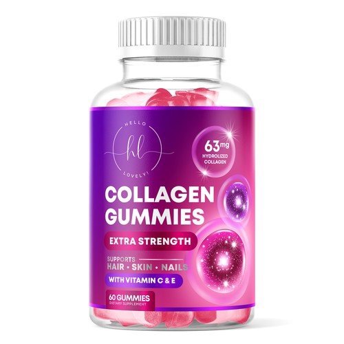 Hello Lovely needs a Collagen Gummies product label Design by rembrandtjurin