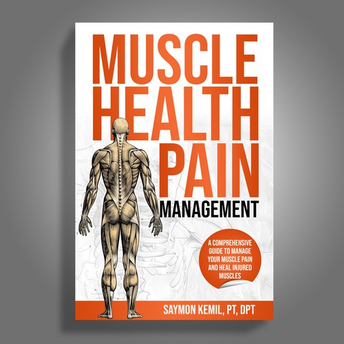 Book cover with a drawing images of the human anatomy combining muscles and bone structure. Design by Mr.TK