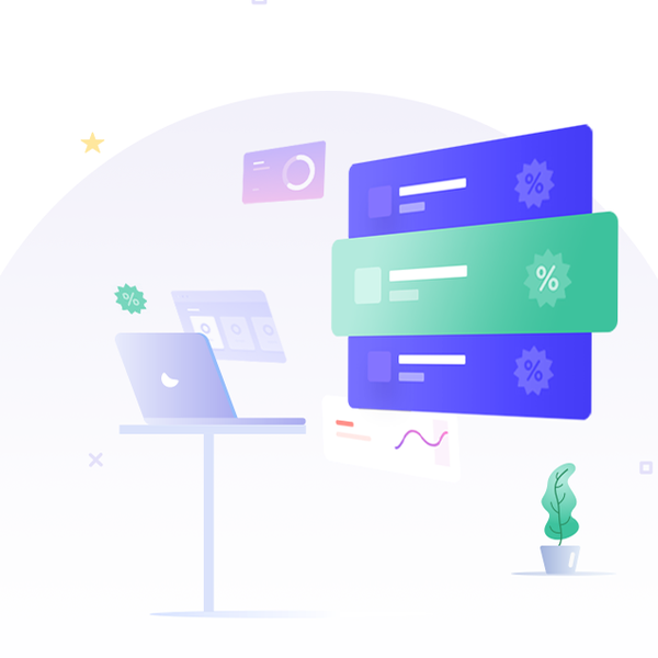 Forbruker website design with illustrations