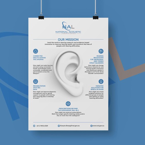 Create an engaging poster for a world-leading hearing research and innovation institution! Design by Shreya007⭐