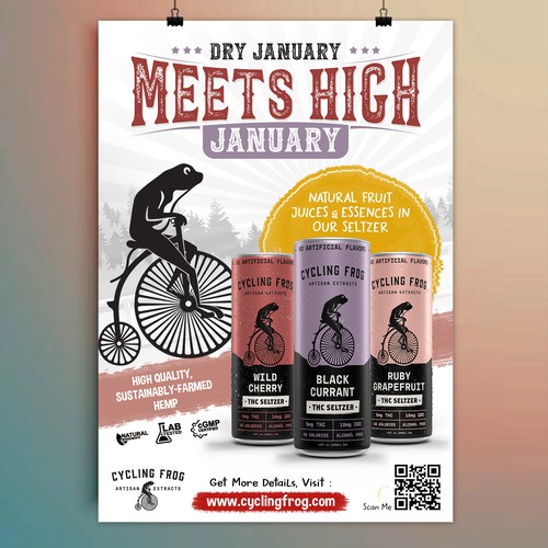 Create a 'Dry January meets High January' poster.  Have Fun, Be Creative, Open to all suggestions. Design by 123Graphics