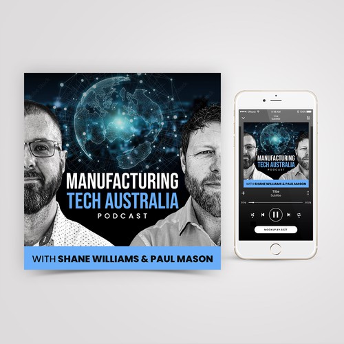 Artwork for podcast about technology in manufacturing Design by Sezt