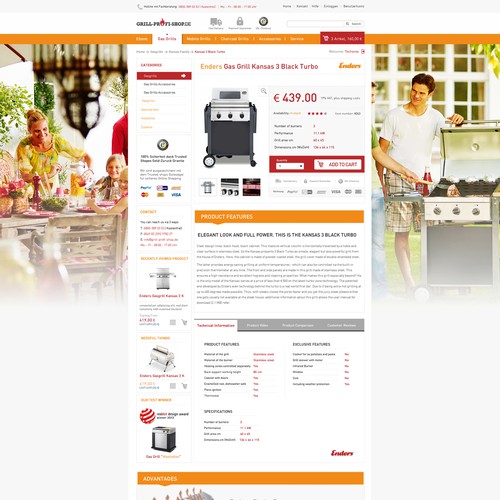 Online-Shop Design: New design for grill-profi-shop.de Diseño de Technology Wisdom
