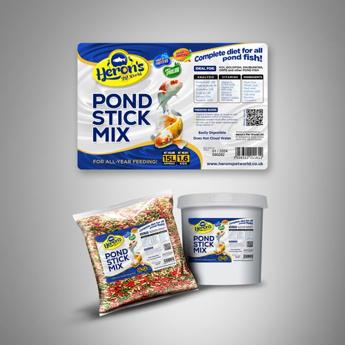 Designs | Design a product label for premium pond stick mix, fish food ...