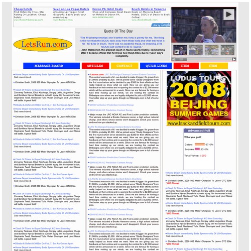 LetsRun.com Homepage Re-Design/Cleanup Diseño de ExtendedDesign