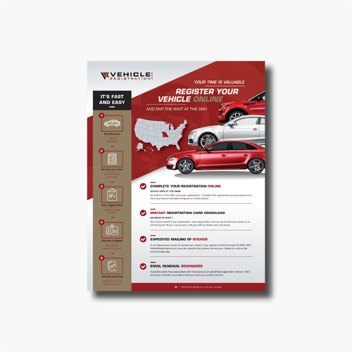 One-Page Flyer for VehicleRegistration.com Design by adityadwiyansyah97