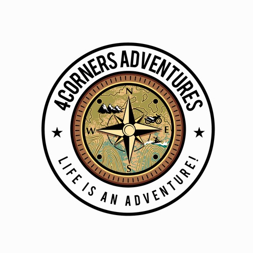 Adventure sports logo incorporating navigation elements, topography and maps Design by Logicainfo ♥