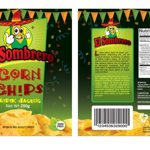 Label for El Sombrero's corn chips Ontwerp door Priyo