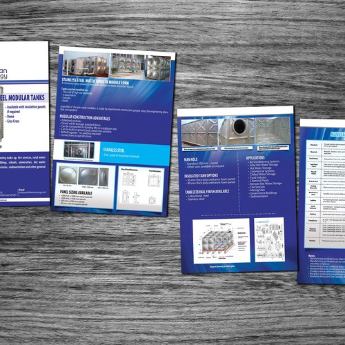 Professional Stainless Steel Modular Tank Brochure A4 x 4 pages- Australian Sun Energy Pty Ltd Design by ganess