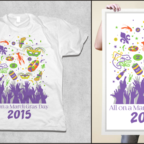 Festive Mardi Gras shirt for New Orleans based apparel company Diseño de netralica