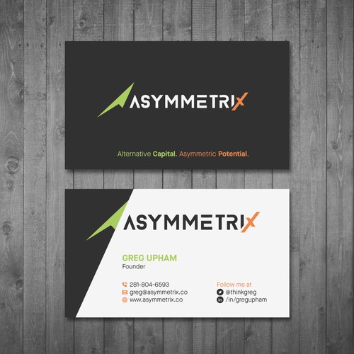 Design a cool, edgey but sophisticated business card for an alternative investment firm. Design von Tcmenk