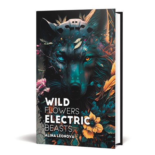 A cover for a sci-fi book with 2 species of humans (a tribal & a high-tech one), solarpunk aesthetics & wild nature Design by Particular