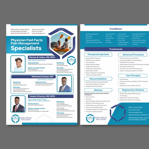 Design a flyer for a new cutting edge regenerative medicine pain practice Design by Dzhafir