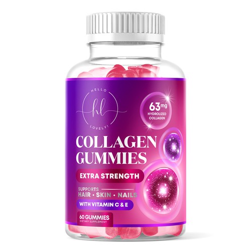 Hello Lovely needs a Collagen Gummies product label Design by rembrandtjurin