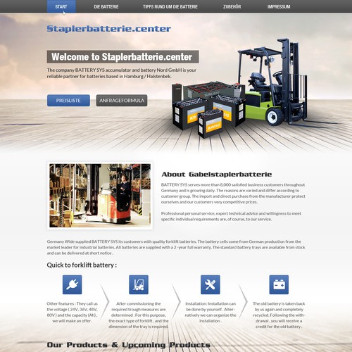 "Ein witziges, modernes Design für ein langweiliges Produkt (Gabelstaplerbatterie)" ganador Diseño de página web por Raj Mahato