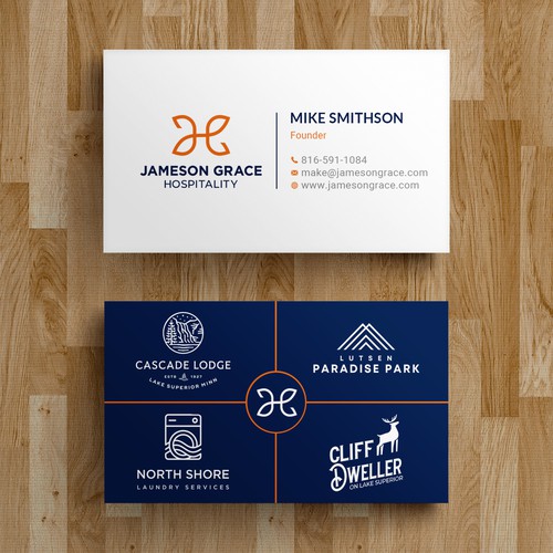 Create a modern and clean business card for a parent company with 4 subsidiaries Design by Roni_