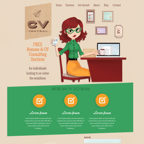 Clean, cool and fun landing page for consultant...Showcase your work! Design by UndoRedo