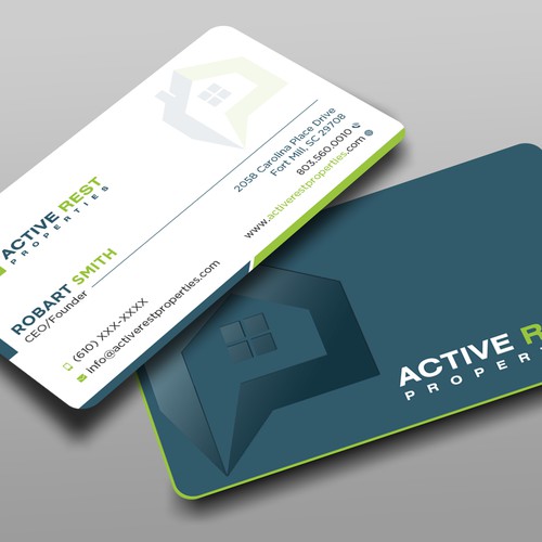 Modern Business Cards for Active Rest Properties Design by Brandmaker artist