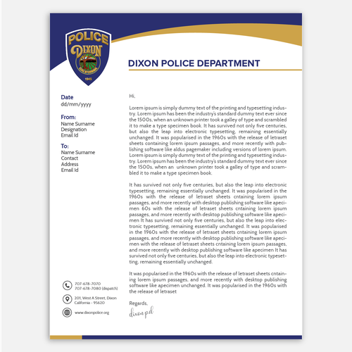 Police Department Letterhead