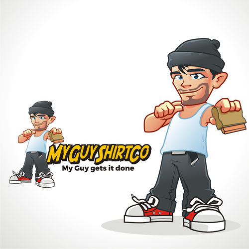 Design a cartoon guy logo for t-shirt printing company Design by jagokandank