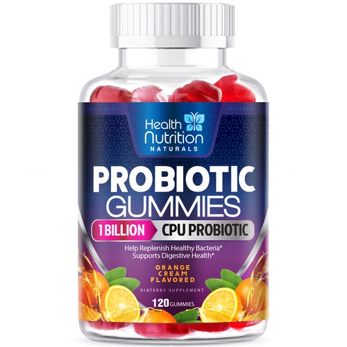 Healthy Probiotic Gummies Label needed for Health Nutrition-ontwerp door agooshe