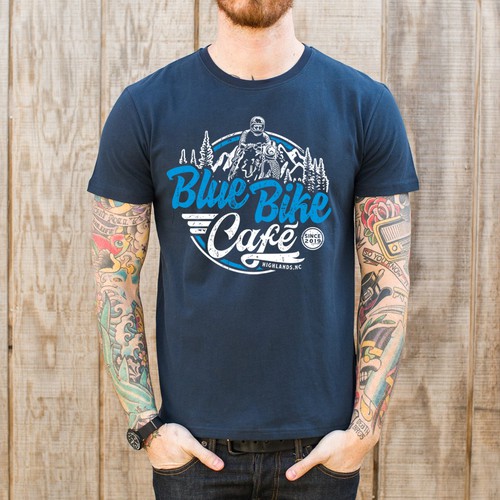 Vintage/Retro Cafe Racer T-Shirt for the Blue Bike Cafe!! Design by -Diamond Head-